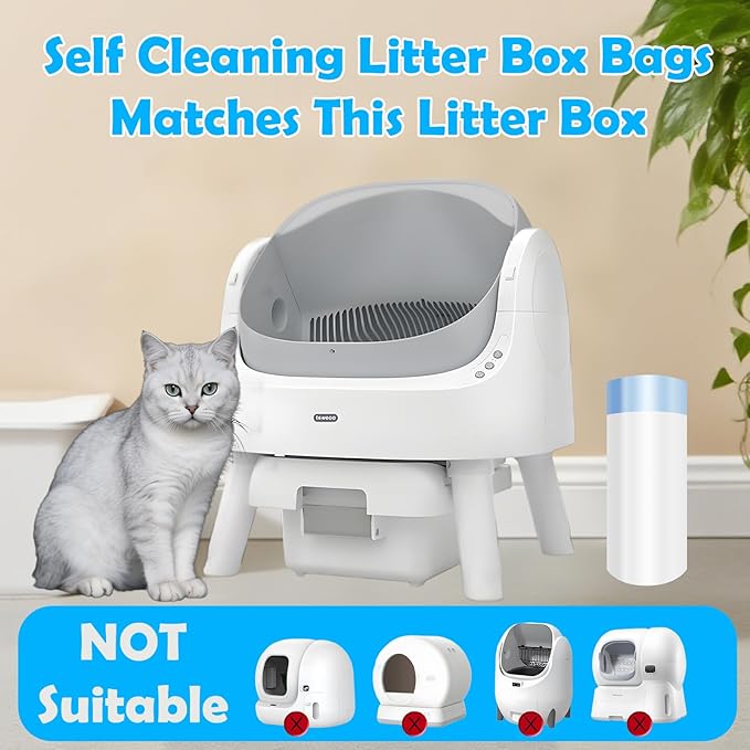 Cat Litter Bags 120 Count, 26.37"X15.74" Drawstring Close Litter Box Liners for Automatic Litter Box,Thick Cat Poop Bags,Easy to Clean,Heavy Duty Robot Bag for Self-Cleaning Box