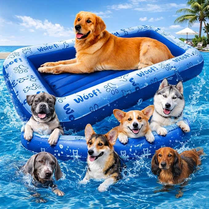 Schwimmer Dog Pool Float – Premium Pool Float for Large Dogs up to 220lbs – Durable & Inflatable Dog Raft for Pool, Lake & Beach – Comfortable & Safe Floating Mat for Summer Fun - Dog Floatie