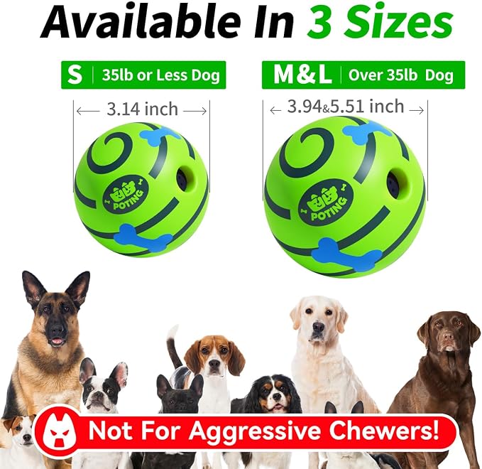 Giggle Ball for Dogs 2 Pack, Glowing Interactive Dog Toys Balls, Rolling Squeaky Toy for Large Medium Small Dogs, Fun Giggle Sounds Attract Attention When Rolled or Shaken - 3.14 inch