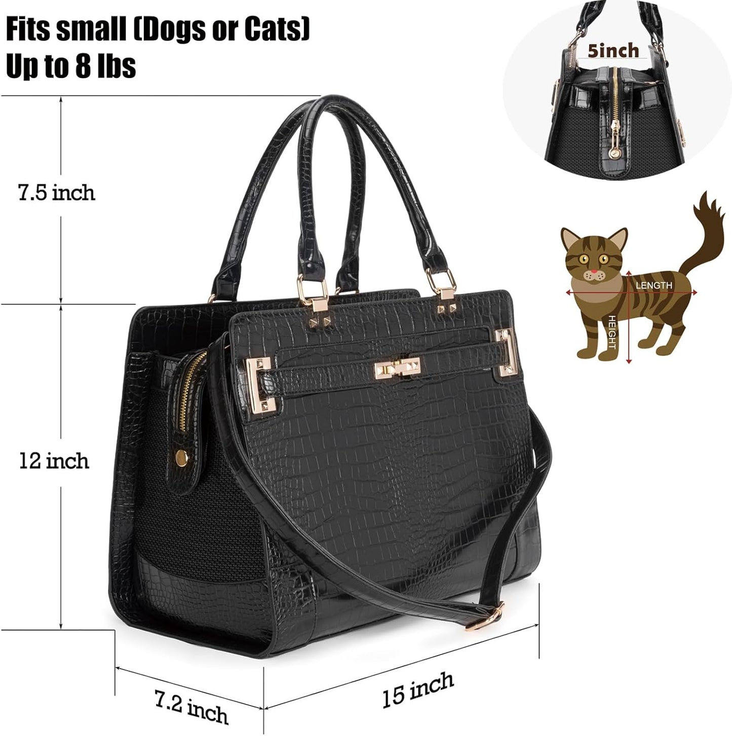 Fashion Pet Carrier Dog Cat Carrier Purse Soft-Sided Leather Handbag Pet Tote Bag for Small Dogs Puppy and Cat TSA Airline Approved