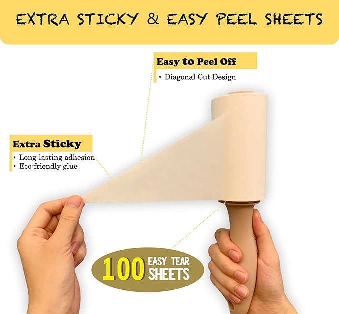 Extra Sticky Lint Roller Refills for Evercare Pet Hair Lint Rollers, 800 Easy Tear Sheets, Fits 4" Rollers (1 1/2" Core), Cat & Dog Hair Remover for Furniture Clothing & Cars(Pack of 8)