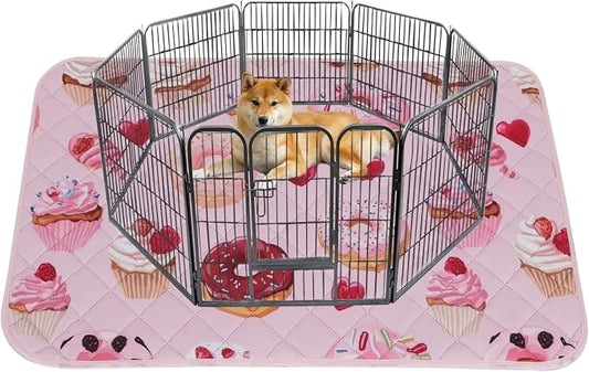 IEUUMLER Washable Pee Pads for Dogs, 1 Pack Cake Pattern Reusable Waterproof Puppy Potty Pads, Non-Slip Absorbent Pet Training Pads for Playpen Crate Bed EU015 Pink Cake, 48x48