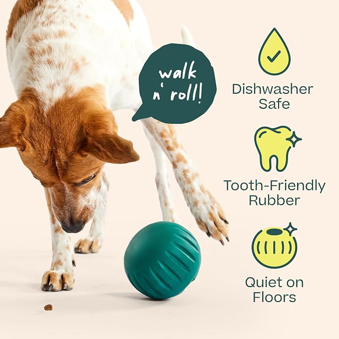 WOOF Walkabout - Enrichment Dog Toys Puzzle and Treat Dispenser - Adjustable Difficulty for Kibble and Treats - Durable Rubber - Easy to Clean - Large