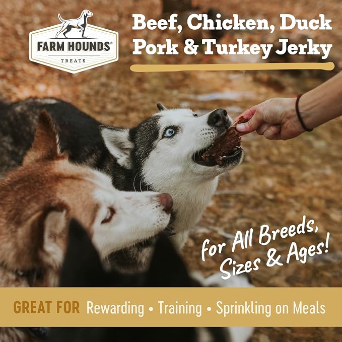 Farm Hounds - Dog Jerky Bundle - Premium Natural Jerky for Dogs - 100% Humanely Raised - Break-to-Size - No Added Fillers - Made in USA - 5 Pack