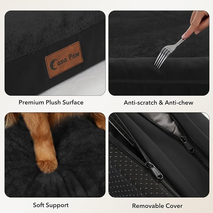 Orthopedic Dog Beds for Medium Sized Dogs, Waterproof Egg Crate Foam Medium Dog Couch Beds for Crate 35x22Inch, Washable Pet Beds with Removable Cover and Nonskid Bottom, Black