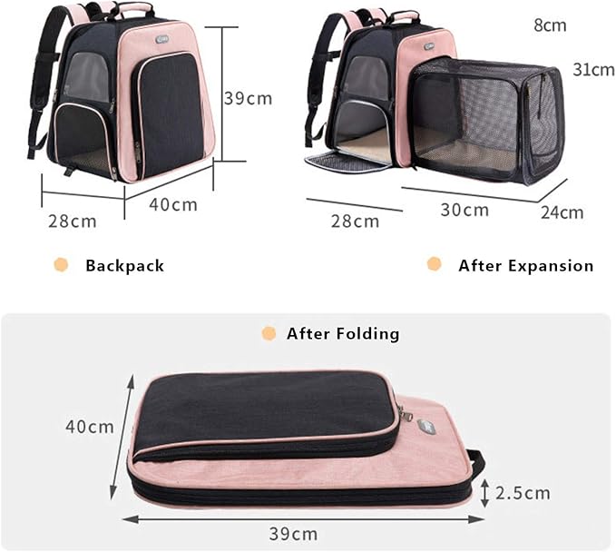 Pet Carrier Backpack,Dog Cat Carrier Backpack,Expandable with Breathable Mesh for Small Dogs Cats, Puppies,Airline-Approved for Hiking Travel Camping Outdoor Hold Pets Up to 22 Lbs