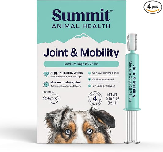 Summit Canine Joint and Mobility Supplement for Medium Dogs, All Natural Liquid Chondroitin, Liposomal Delivery for Arthritis, Hip & Joint Support Vitamin, (Dogs, 25-75lbs)