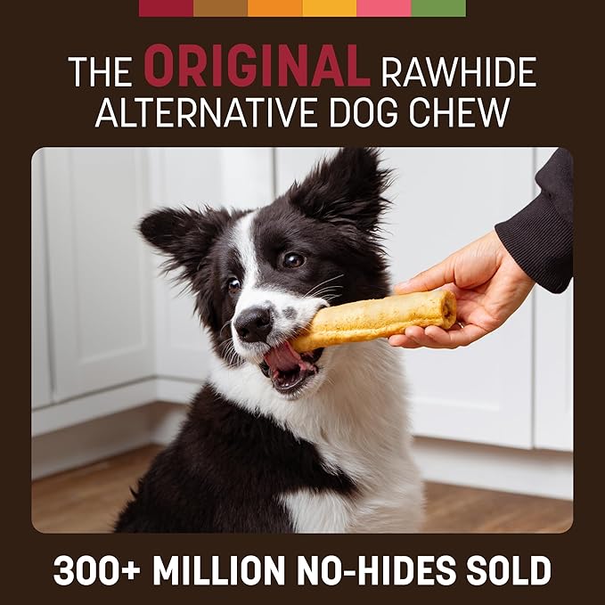 Earth Animal No Hide Chews - Long Lasting Rawhide Free Medium Dog Chews Rolls, Beef - 6 Count