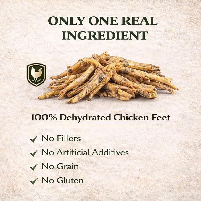 Dehydrated Chicken Feet Dog Treats, Natural Dental Chews for Dogs, 50 Pieces