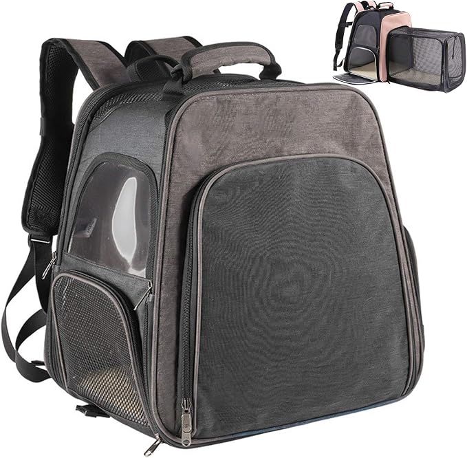 Pet Carrier Backpack,Dog Cat Carrier Backpack,Expandable with Breathable Mesh for Small Dogs Cats, Puppies,Airline-Approved for Hiking Travel Camping Outdoor Hold Pets Up to 22 Lbs