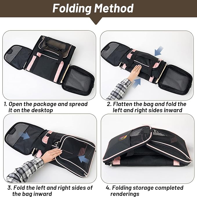 Expandable Pet Carrier Airline Approved,Soft-Sided Dog Cat Carrier Bag,Collapsible Kennel Pet Travel Bag,Washable Pads,Shoulder Strap for Cats, Puppy and Small Animals