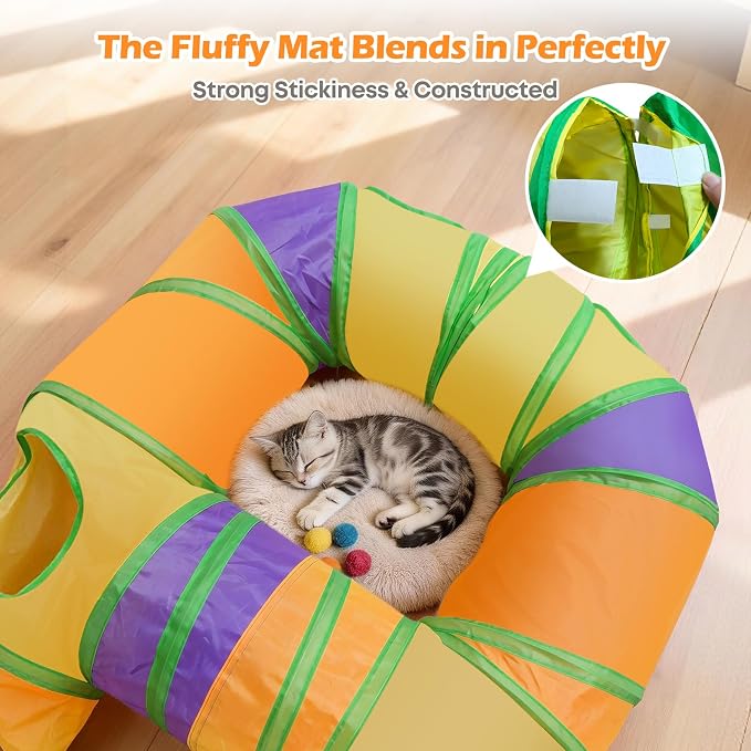 Petizer Portable Cat Tunnels for Indoor Cats, Pop Up Tear-Resistant Cat Tube, Waterproof & Washable Play Tunnels for Cats, Kittens, Kitty, Puppy, Rabbit (Rainbow Color)