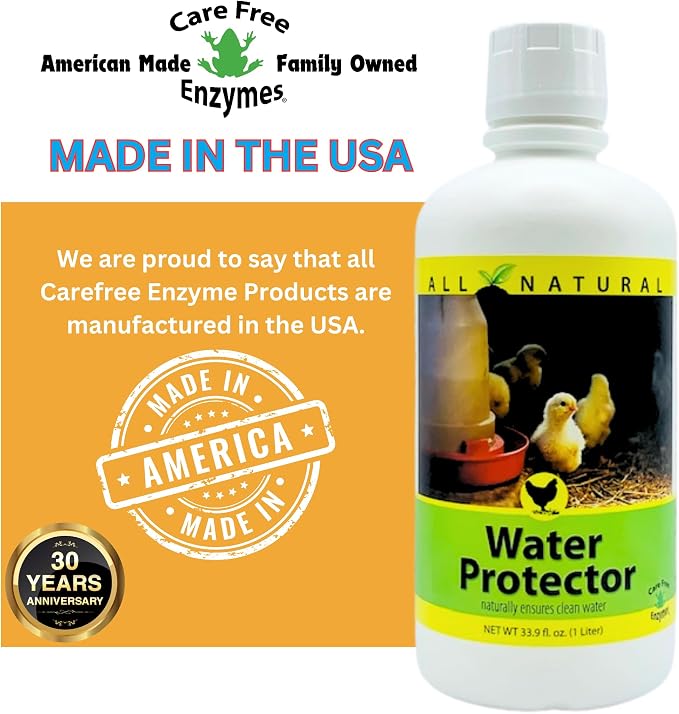 Carefree Enzymes Poultry Drinking Water Protector — Natural Enzyme Cleaner for Chicken, Duck & Livestock Waterers, 1 Gallon