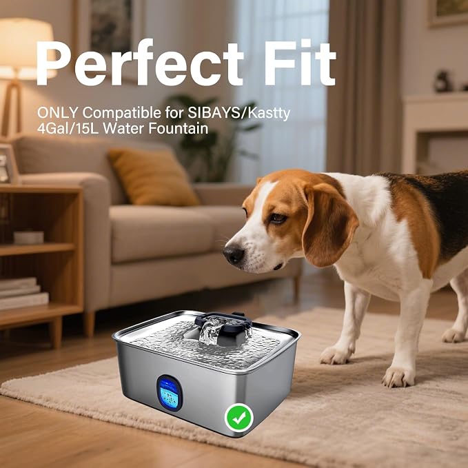 10+10 Pack Replacement Filters Compatible with SIBAYS/Kastty 4Gal/15L Stainless Steel Dog Water Fountain, Includes 10 Filters & 10 Sponges