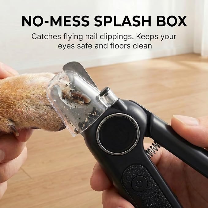 Professional 2-in-1 Dog Nail Clippers and Grinder with LED Light,Heavy Duty HRC-48 Deep-U Blade for Thick Nails, Ultra Quiet Rechargeable Pet Nail Trimmer for Large Dogs & Cats, Black