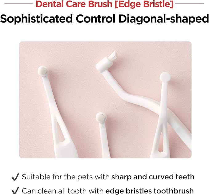 JAYU PET Edge Bristles Tooth Brushing Kit - Dental Gel 1ea + Dental Care Brush 1ea | Teeth Cleaning & Breath Freshener, Removing Plaque and Tartar, Pet Dental Hygiene, Easy Teeth Brushing