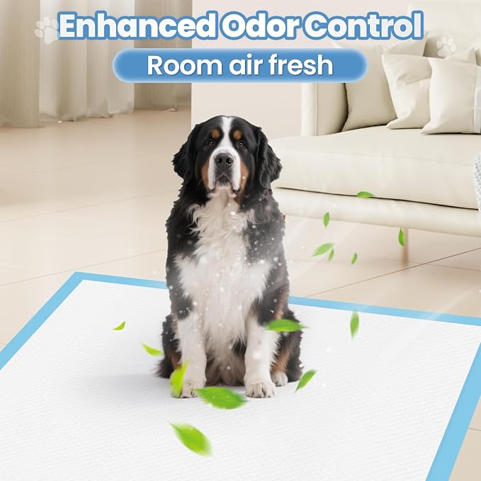 Bulubaky Heavy Absorbent Enormous 54"x37" Pee Pads for Large Dogs, Quick Dry Disposable Puppy Pee Pads, Thicken Strong Leak-Proof Backing Dog Pads 150Counts