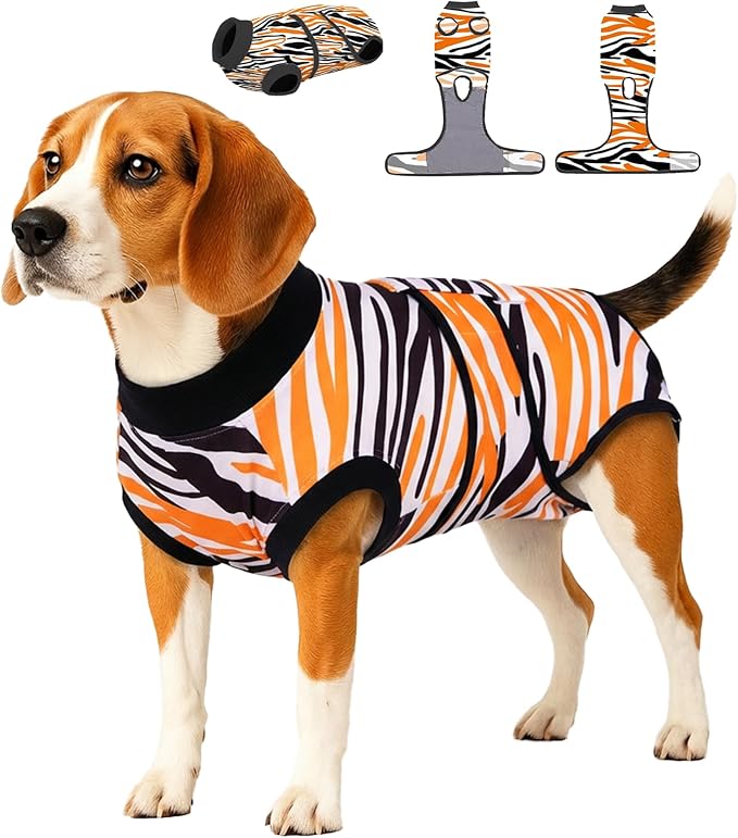 PetWarm Dog Surgery Recovery Suit, Dog Spay Recovery Suit Female and Male, Onesie for Dogs, Spay Neuter Bodysuit for Abdominal Affected Areas Sensitive Skin Areas, Leopard Pattern, Black, M
