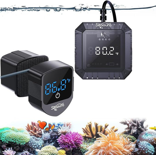 SEAOURA 2-in-1 Aquarium Magnetic Cleaner Thermometer & Aquarium Thermometer Submersible