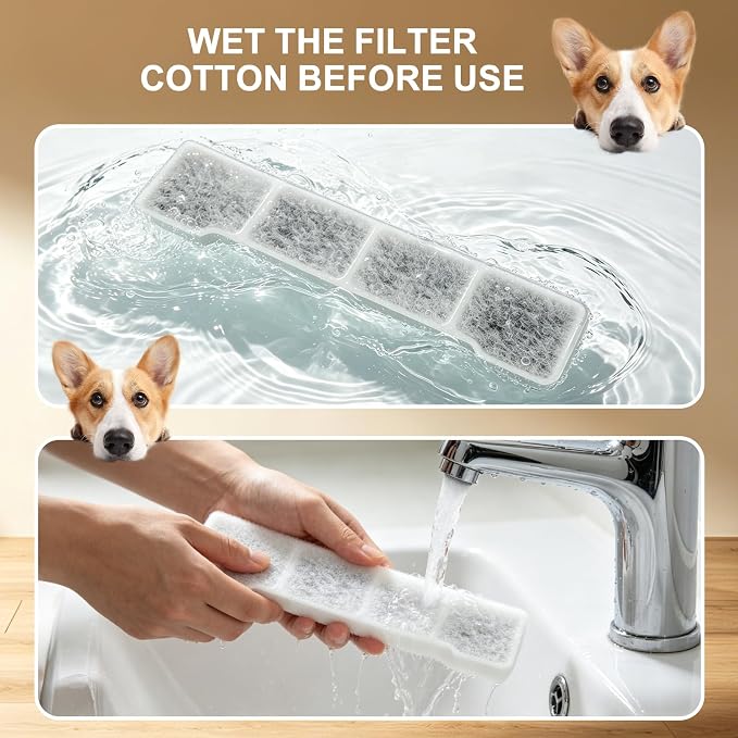 Grand Line 15L Dog Water Fountain Filter Replacement - Compatible with SIBAYS/Kastty, 16 Pack Pet Fountain Filters with 5-Layer Filtration,Food Grade Activated Carbon for Pet Water Dispensers