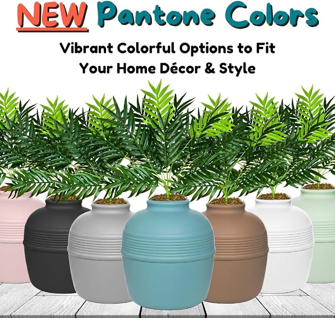 Good Pet Stuff Original Hidden Litter Box Planter, Decorative Cat Litter Enclosure with Carbon Filter, Artificial Palm Plant, Upgraded Design, Easy Clean Litter Tray, Essentials Kit, Caribbean Blue