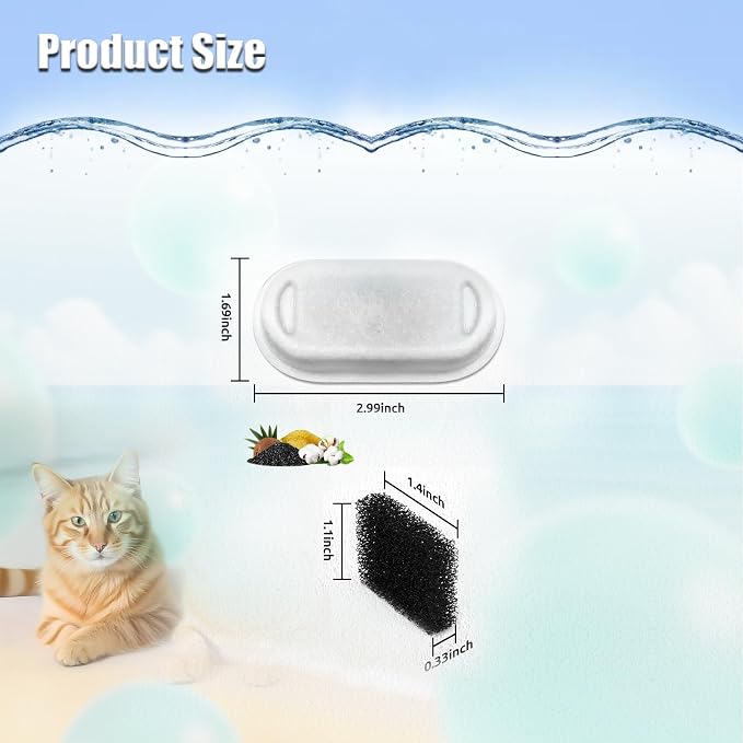 Cat Water Fountain Filter, 12 Pack Cats Fountaine Filters Replacement for 108oz/3.2L & 74oz/2.2L Stainless Steel cat Water Dispenser, Pet Fountain Filters Replacement