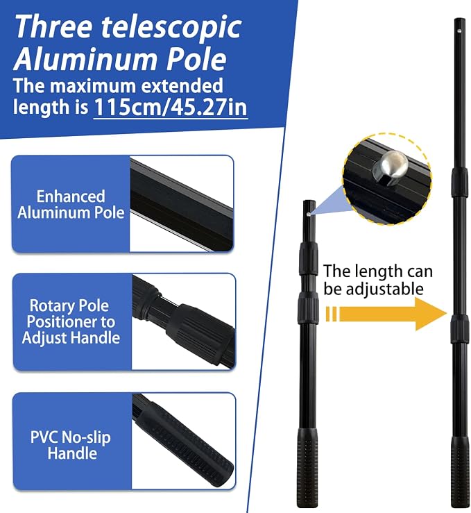 Telescoping Rubber Fishing Net with Handle 64"/46“ Long Silicone Large Fish Landing Net Kayak/Fishpond/Saltwater Extendable Fishing Gear Accessories