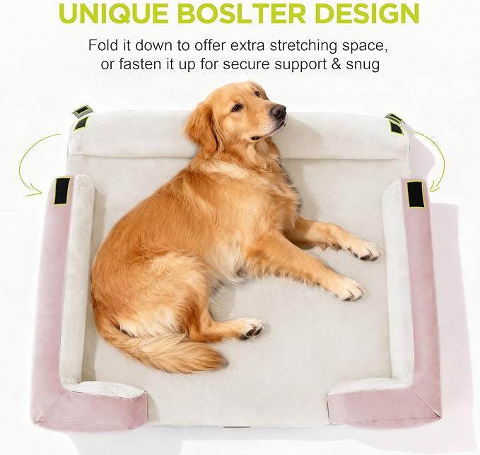 Orthopedic Memory Foam Dog Bed, 45 x 35, Waterproof for Large Dogs | Removable, washable cover • Waterproof memory foam liner • Bolstered couch design for joint relief • Includes tennis ball toy
