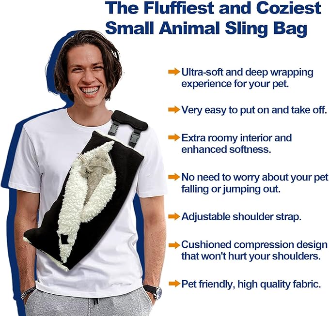 Adjustable Fluffy Bearded Dragon Sling Carrier Bag, Reptile Carrier with Leash Harness Lizard Cage Accessories for Small Animal, Ferrets, Squirrel, Hamsters,Parrot (Caramel)