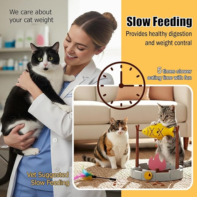 PetPals Cat Slow Feeder, Treat Dispenser - Interactive Cat Puzzle Toy for Small Pets & Kittens, Mental Stimulation Pet Food Feeding Toy, Dry Food Dispensing Cat Toy