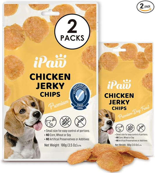 iPaw 2 Saver Combo Chicken Chips Dog Treats for Puppy Training, SQF Certified Human Grade Dog Treat, Hypoallergenic, Easy to Digest (Chicken Chips), 2 Packs
