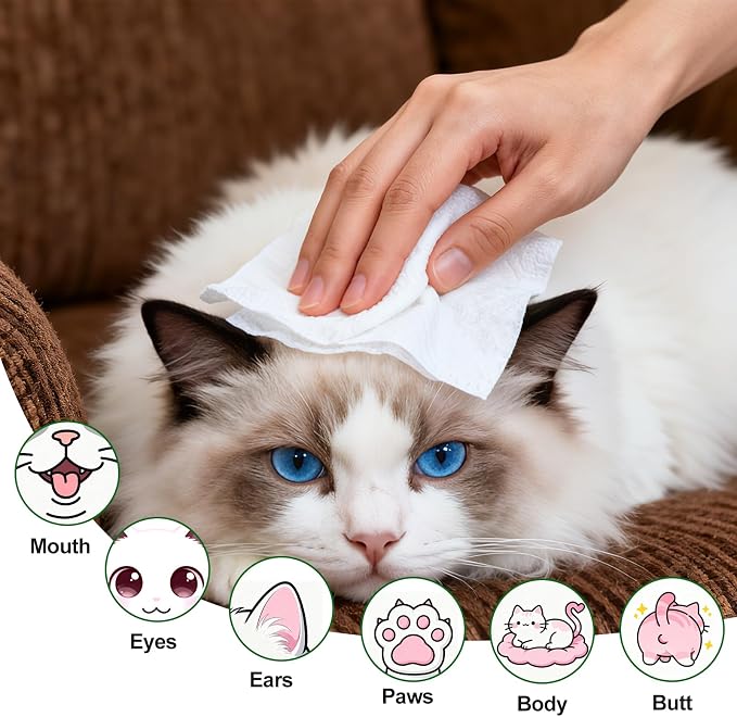 Pet Wipes for Cats and Dogs, Deodorizing, Cleaning and Grooming for Paws, Face and Body, Hypoallergenic, Unscented, 4x100 Count