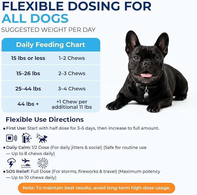 Calming Chews for Dogs 270pc Dog Calming Chews - Anxiety Relief Relaxing Calm Dog Melatonin Treats,Bites for Puppy,Small-Large Dogs Anxiety,Daily Stress & Separation,Fireworks,Thunder,Barking Support