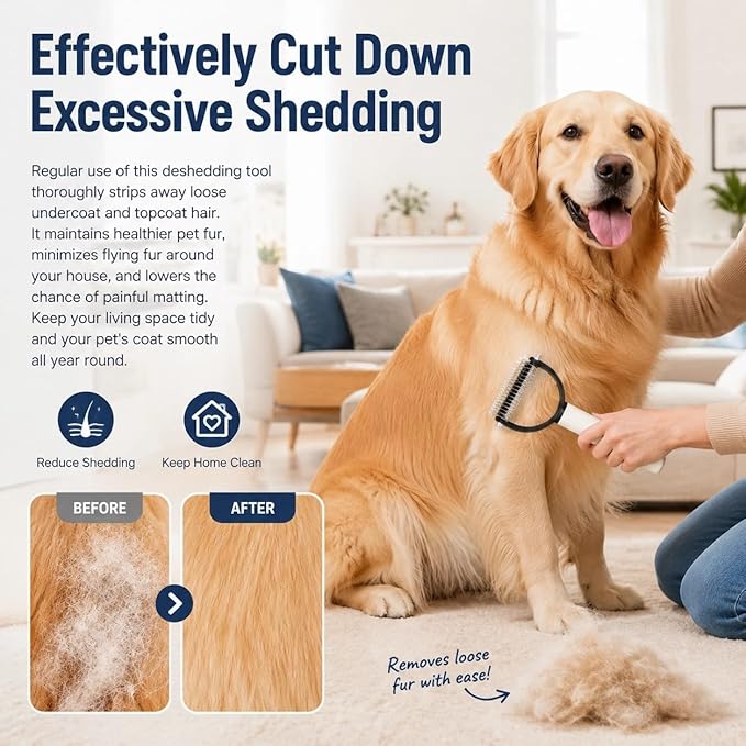 2026 Upgraded Double Sided Deshedding Pet Brush,Double Teeth Pet Grooming Comb,Professional Pets Deshedding Curve Blade Dog Brush,Suitable For Cats,Dogs,And Horses (Black)