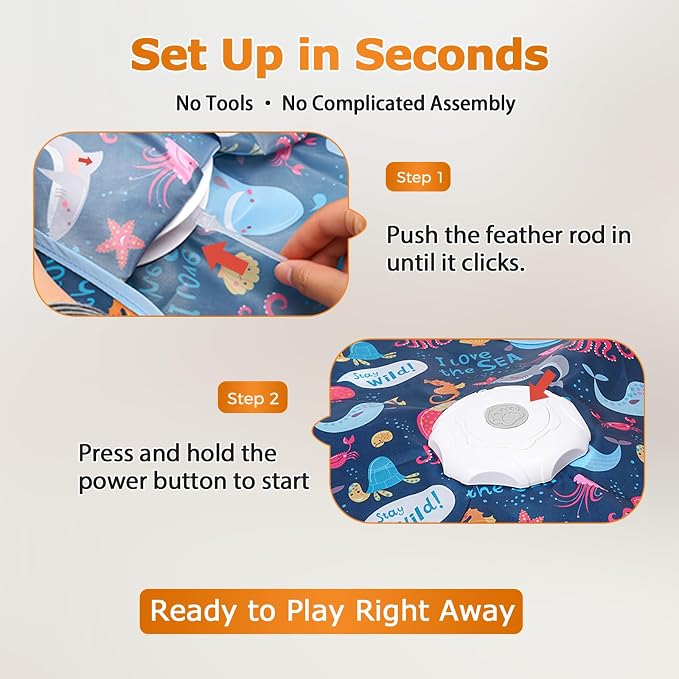 Interactive Cat Toy, Cat Toys Interactive with Touch Activation, Interactive Cat Toys for Indoor Cats with Moving Feather & Mouse Sounds, Cat Toys for Bored Indoor Adult Cats
