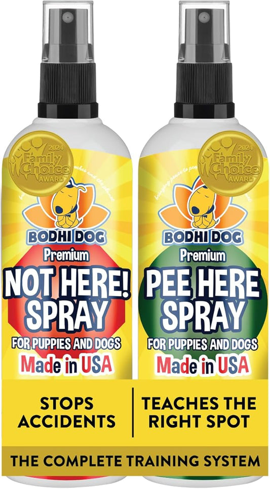 Bodhi Dog Not Here! Spray & Potty Training Spray - Dog Training Corrector for Indoor/Outdoor Use - Stops Urination & Marking - Housebreaking Solution Bundle for Dogs & Puppies (8 Fl Oz)