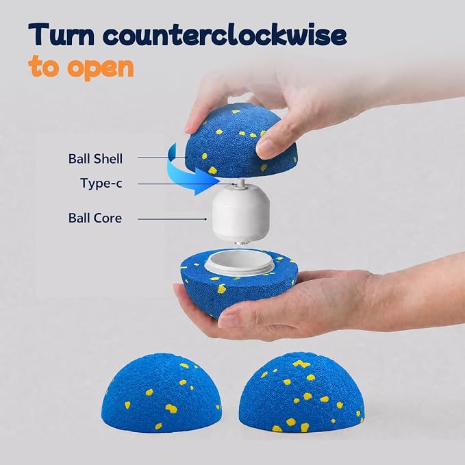 Smart Interactive Dog Toy Ball, 3 Automatic Bouncy Modes, Durable E-TPU Material for Chewing, Rechargeable and IPX7 Waterproof, Enrichment Toy for Medium and Large Dogs (Blue)