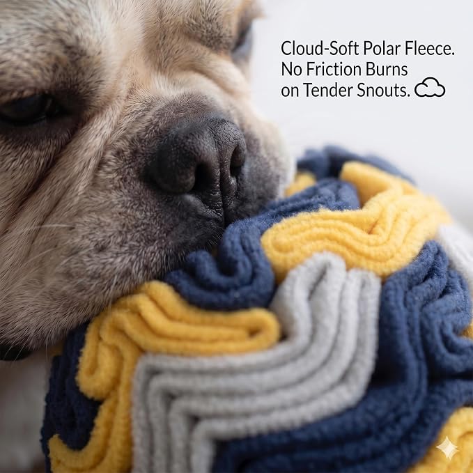 Snuffle Ball for Dogs - Soft Polar Fleece Interactive Puzzle Toy for Mental Stimulation & Boredom - Safe, Plastic-Free Foraging Game & Slow Feeder to Keep Pets Busy Indoors