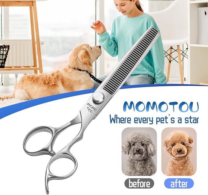 6.5 Inch Thinning Dog Grooming Scissors, 9CR Stainless Steel Pet Blender Shears, Smooth Cutting for Dogs and Cats