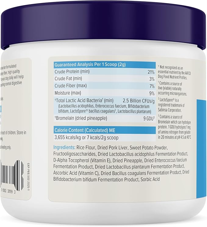 Vetnique Glandex Dog Probiotic Powder, Daily Probiotics for Dogs 5 Strains, Prebiotics & Digestive Enzymes for Gut & Immune Health, Vet Formulated for Occasional Diarrhea (8.5oz Powder, Pork Powder)