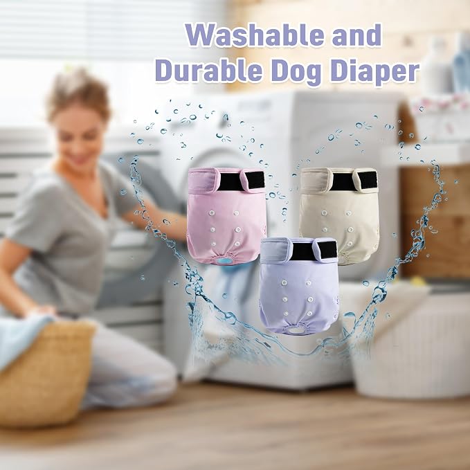 3 Pack Washable Female Dog Diapers,Reusable Diaper for Doggie,Highly Absorbent Dog Diaper,Adjustable Leakproof Puppy Diapers Skirt for Heat,Incontinence,Period Doggy Nappies XXL