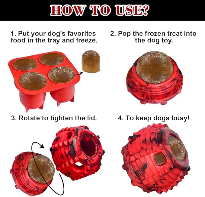 XHX Long-Lasting Interactive Dog Toy Safe for Medium and Large Dogs 25-75 lbs(Red and Black, Medium)