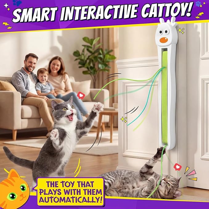 Interactive Cat Toy for Indoor Cats: Door-Mounted Automatic Moving Enrichment Cat Toy with Adjustable Motion Modes, Rechargeable Electric for Kittens & Bored Adult Cats, Hands-Free Pet Toy A20