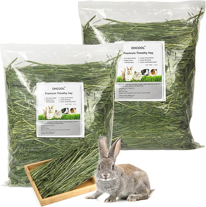 Timothy Hay 2.2 lbs and Timothy Hay Pellets 7 oz - for Rabbits Tortoise Guinea Pig