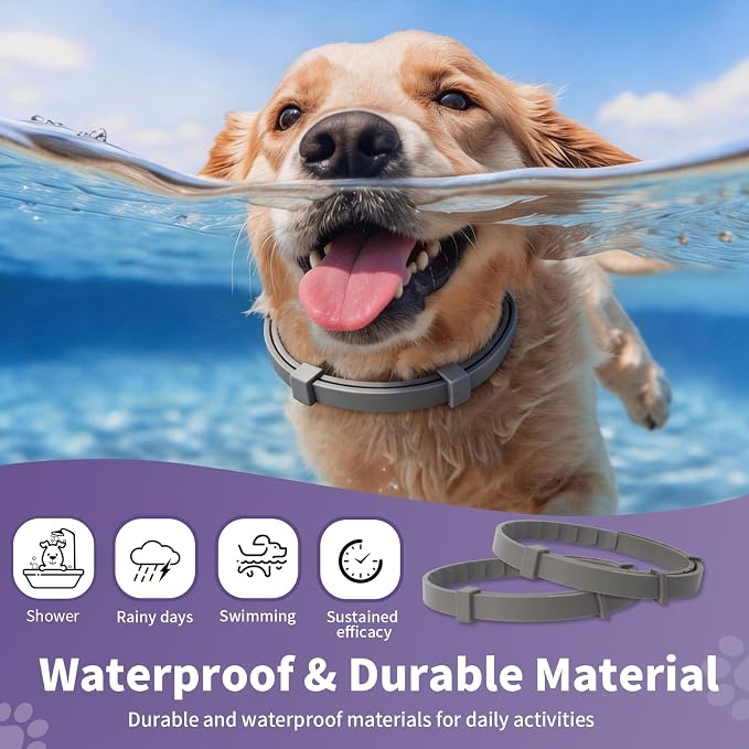 Wiiks&Wooks Flea and Tick Collar for Dogs, 5 Packs Flea Collar for Dogs for 40 Months Protection, Waterproof & Adjustable Flea and tick Prevention Collar for Small Medium Large Dogs & Puppies, Grey