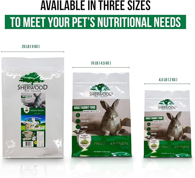 Sherwood Pet Health Adult Rabbit Food Timothy Hay Pellet 10 lbs. Hay-Based, Grain-Free, Soy-Free for Better Digestion
