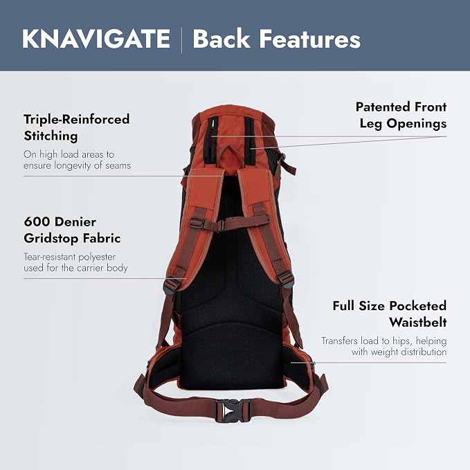 K9 Sport Sack Knavigate - Medium, Dune - Ideal for Dogs with 17-19” Back Length - Adjustable, Backpack-Style Carrier with Internal Frame & Padded Hip Belt