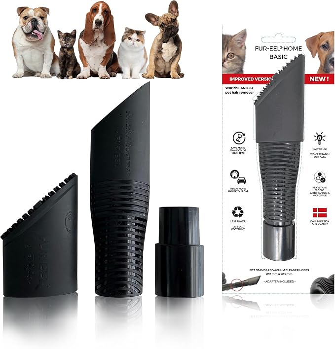 PRO 1.0 Pet Hair Remover Vacuum Attachment, Rubber Bristle Brush for Dog & Cat Hair, Fits 1-1/4, 1-3/8 & 1-1/2 in Round Hoses, for Car Detailing, Carpet, Couch & Upholstery