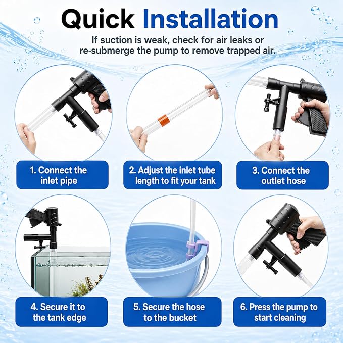 Fish Tank Cleaner Kit, Gravel Vacuum for Aquarium, Aquarium Vacuum & Siphon, Fish Tank Cleaning Kit, Aquarium Vacuum Gravel Cleaner