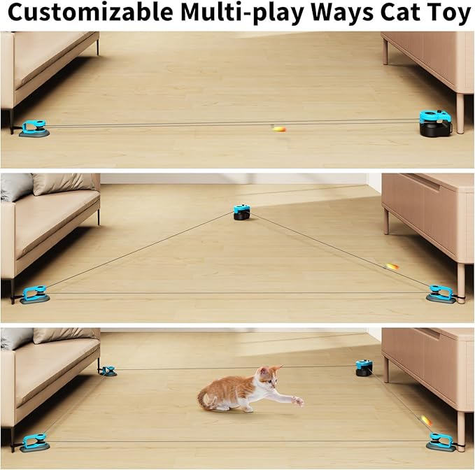 Cat Toys for Indoor Cats, Interactive Cat Toy Chasing Running Lure Course for Cat Kitten Play Chase Hunt Instinct Exercise, Auto Smart DIY Multi-track Cat Feather Toy with Mouse Sound(Cyan-blue)